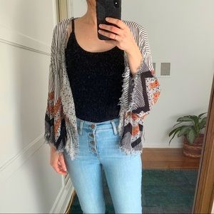Free People Black and White Striped Kimono